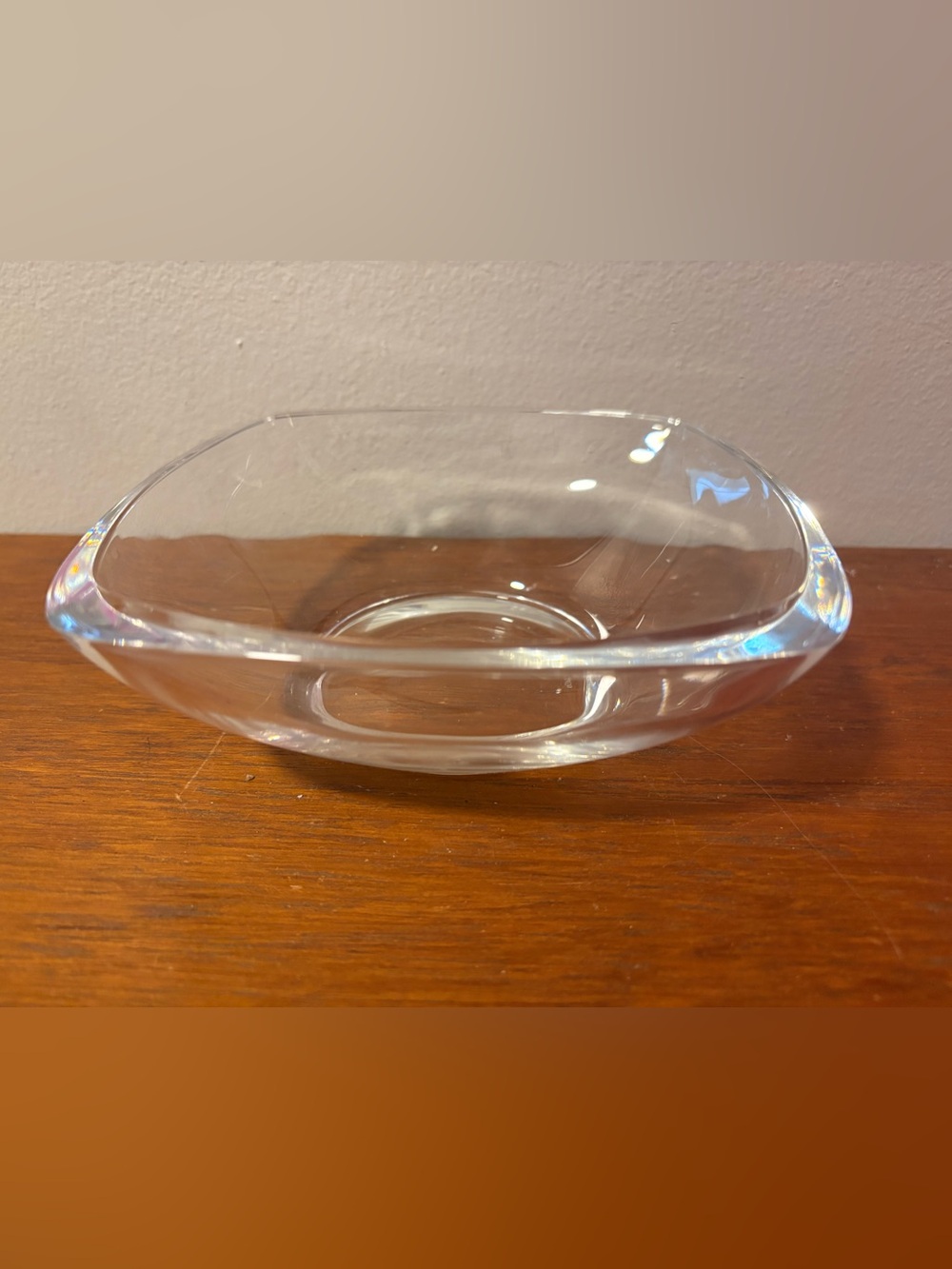 Tiffany and Co.  Solid Crystal Square Bowl Dish No Box